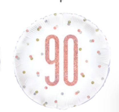 Rose Gold 90th Birthday Round Foil Balloon