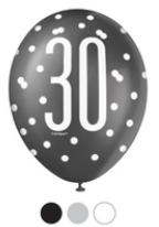 30th Birthday 6Ct Latex Birthday Balloon