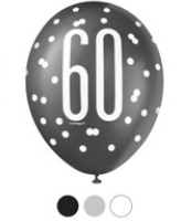 60th Birthday 6Ct Latex Balloon