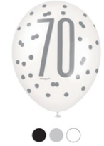 70th Birthday 6Ct Latex Balloon