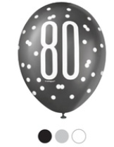 80th Birthday 6Ct Latex Balloon
