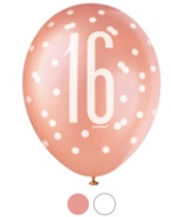 16th Birthday 6Ct Latex Balloons