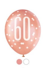 60th Birthday 6Ct Latex Balloon