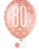 80th Birthday 6Ct Latex Balloon