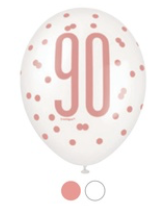 90th Birthday 6Ct Latex Balloon