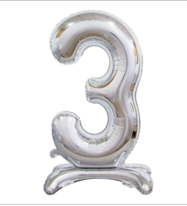 Silver 34" Standing Number 3