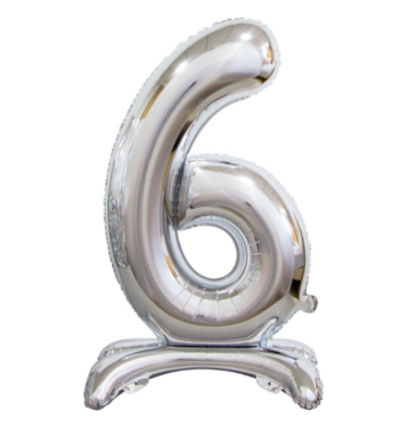 Silver 34" Standing Number 6