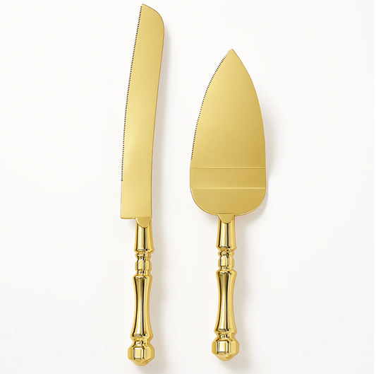 Gold Wedding Cake Server Set