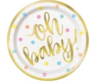 6" oh Baby baby shower paper Plates