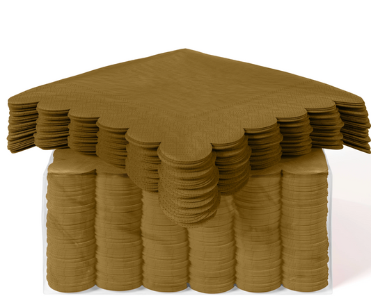 Gold Scallop Beverage Napkins