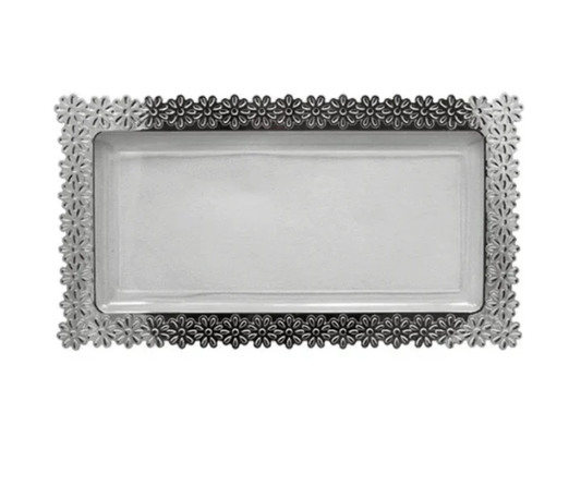 2 Count Silver Edged Flower Tray 6x14 In.