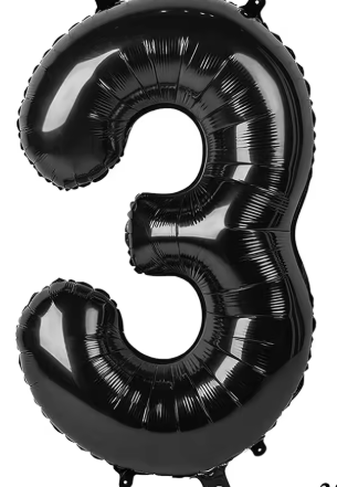 32" Black Number 3 Foil Balloon