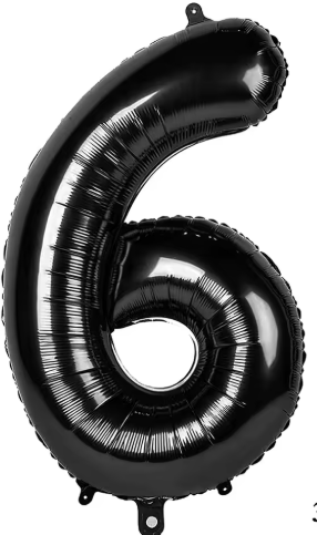 32" Black Number 6 Foil Balloon