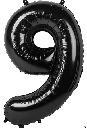 32" Black Number 9 Foil Balloon
