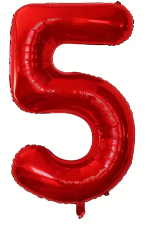 32" Red Number 5 Foil Balloon