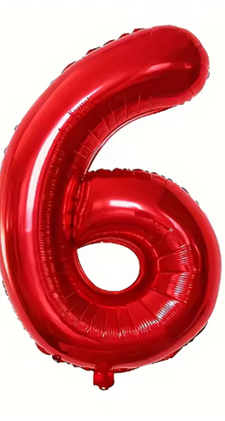 32" Red Number 6 Foil Balloon