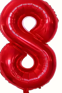 32" Red Number 8 Foil Balloon